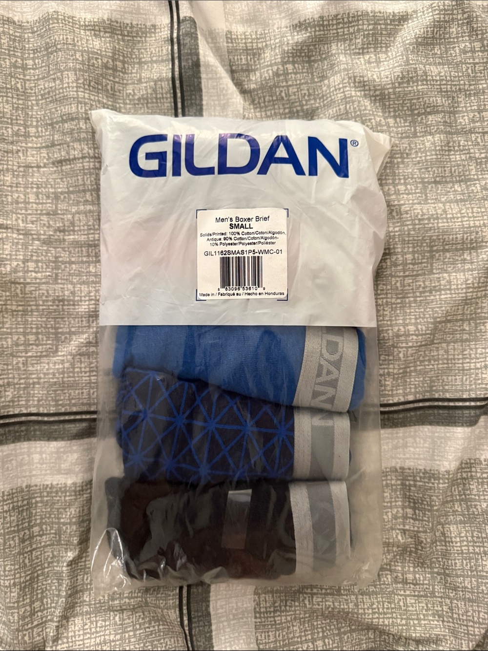 Gildan Men’s 5-Pack Boxer Briefs – Blue, Patterned Blue, Black